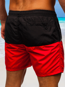 Pantalón corto de baño para hombre negro y rojo Bolf HM058