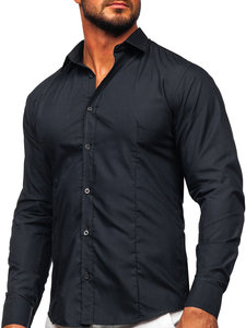Camisa elegante grafito de manga larga para hombre Bolf 1703