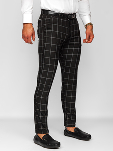 Pantalón chinos a cuadros de tela para hombre negro Bolf 0040