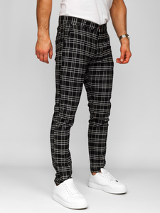 Pantalón chinos a cuadros de tela para hombre negro Bolf 184166