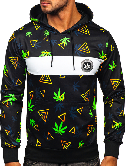 Sudadera con capucha con impresión para hombre negro Bolf HM631