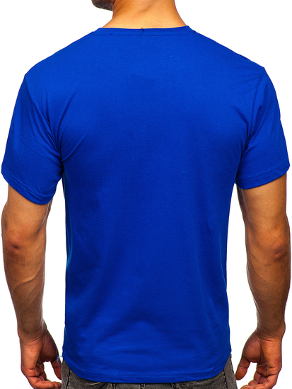 Camiseta de algodón para hombre azul aciano sin estampado Bolf 192397