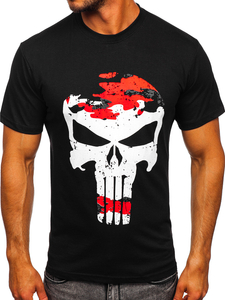Camiseta de hombre negra y roja con estampado Bolf 2098