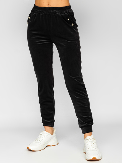 Chándal velour de dos piezas para mujer negro Bolf 642