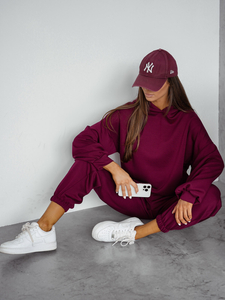 Conjunto de sudadera con capucha de dos piezas para mujer color burdeos Bolf 525