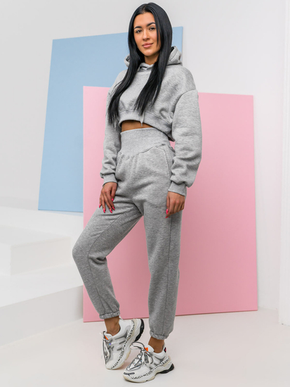 Conjunto de chándal oversize de dos piezas para mujer gris Bolf 8C68