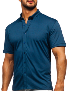 Camisa de manga corta para hombre azul oscuro Bolf 2005