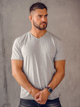 Camiseta gris lisa con cuello en V para hombre Bolf 192131A