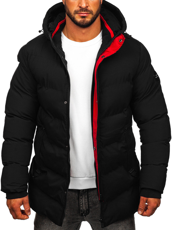 Chaqueta acolchada de invierno parka para hombre negro Bolf 7330