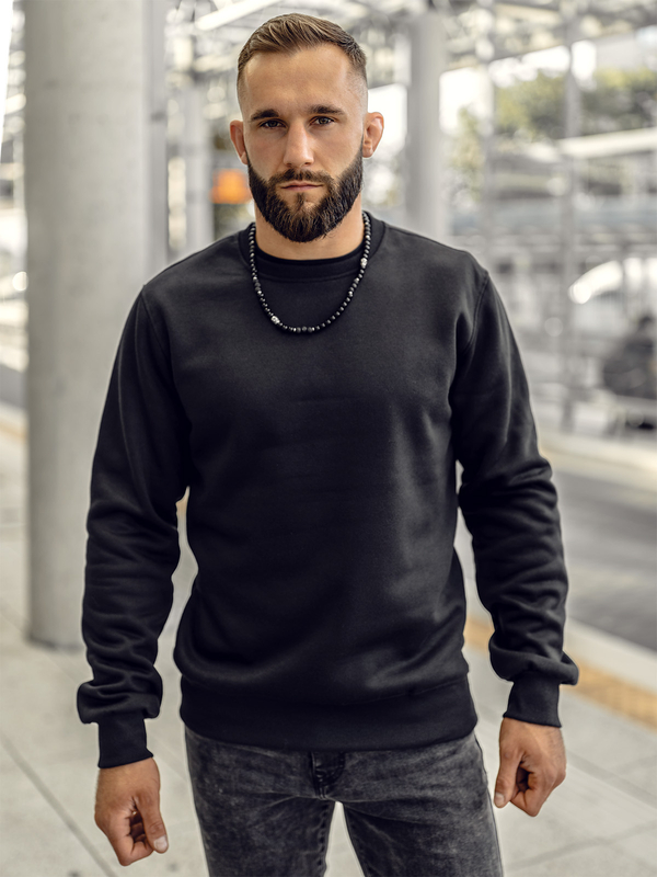 Sudadera sin capucha para hombre negro Bolf 2001