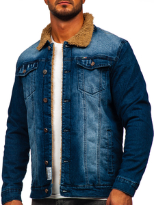 Chaqueta vaquera forrada para hombre azul oscuro Bolf MJ520BS