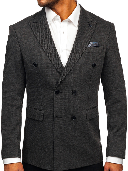 Hombre Chaqueta de traje elegante cruzada Antracita Bolf 007