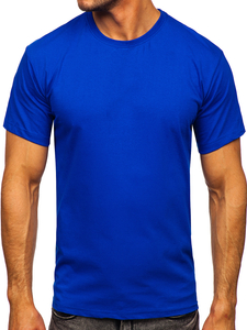 Camiseta de algodón para hombre azul aciano sin estampado Bolf 192397