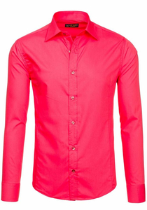 Camisa elegante coral de manga larga para hombre Bolf 1703