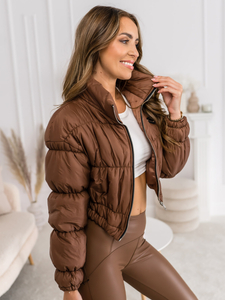 Chaqueta acolchada de entretiempo para mujer marrón Bolf 1250