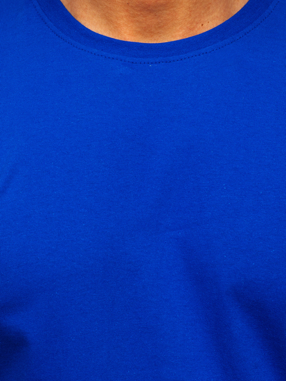 Camiseta de algodón para hombre azul aciano sin estampado Bolf 192397