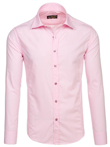 Camisa elegante rosa de manga larga para hombre Bolf 1703