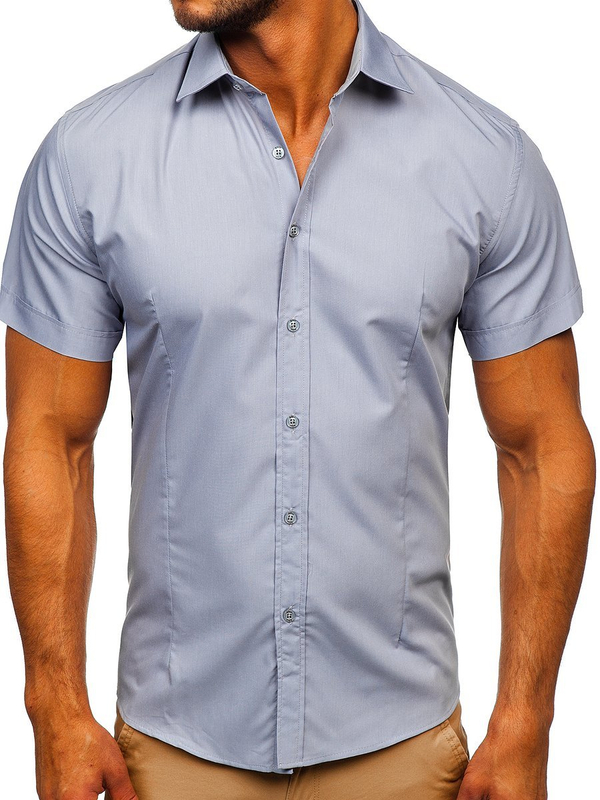 Camisa de manga corta para hombre gris Bolf 7501