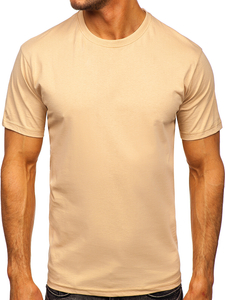 Camiseta de algodón beige lisa para hombre Bolf 192397