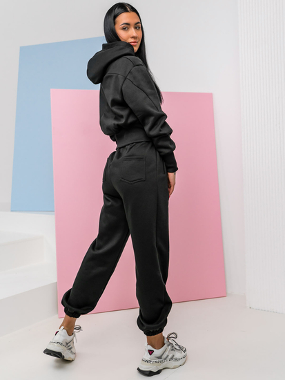 Conjunto de chándal de dos piezas para mujer negro Bolf 8C79