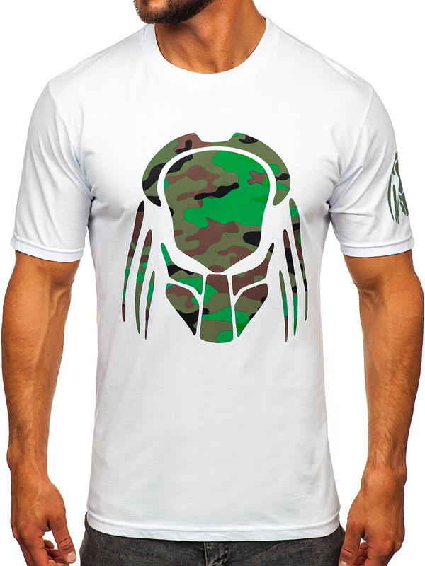 Camiseta blanca estampada de algodón para hombre Camiseta Bolf 192379