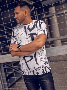 Camiseta blanca de algodón con estampado para hombre Bolf KS1972A