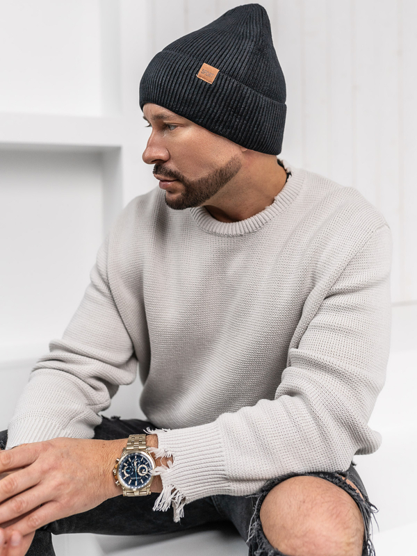 Gorro forrado de invierno para hombre negro Bolf 387043