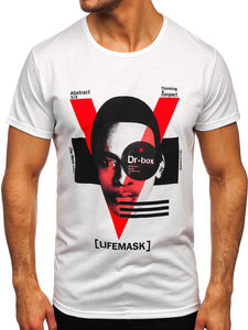 Camiseta de manga corta con impresión para hombre blanco Bolf KS2552