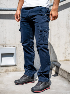 Pantalón cargo con cinturón para hombre azul oscuro Bolf 1672
