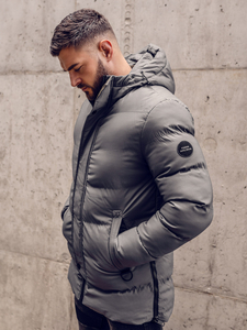 Chaqueta acolchada de invierno parka para hombre gris Bolf 7330