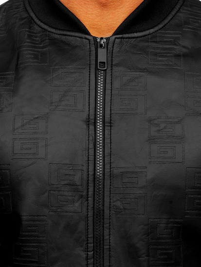 Chaqueta bomber de cuero para hombre negro Bolf 3A65