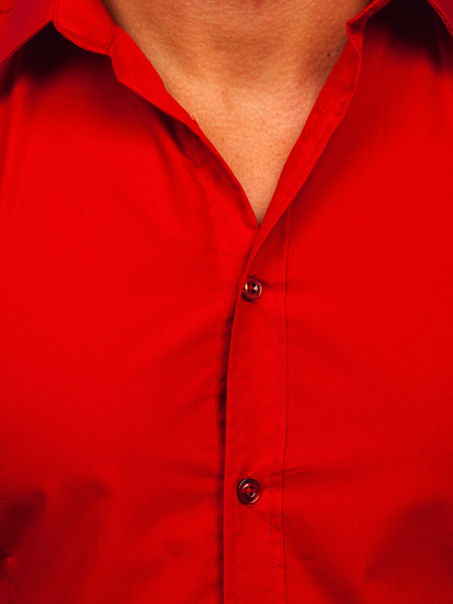 Camisa elegante rojo oscuro de manga larga para hombre Bolf 1703