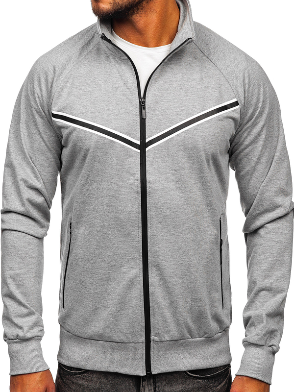 Sudadera abierta de cuello alto para hombre gris Bolf B062