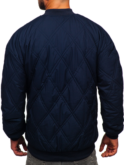 Chaqueta acolchada de béisbol bomber de entretiempo para hombre azul oscuro Bolf 84M3020