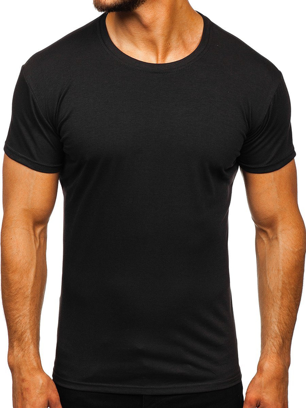 Camiseta de manga corta sin impresión para hombre negra Bolf 2005