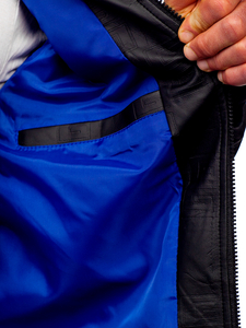 Chaqueta bomber de cuero para hombre negro Bolf 3A65