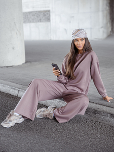 Chándal de dos piezas con cremallera para mujer color mantequilla capuchino Bolf 821111