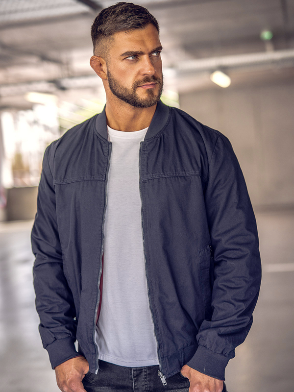 Chaqueta bomber reversible azul marino de transición para hombre Bolf 84M3005A