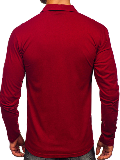 Camiseta polo de algodón de manga larga para hombre burdeos Bolf 5119