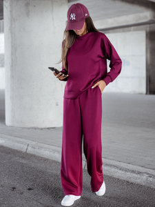 Chándal de dos piezas con cremallera para mujer color mantequilla color burdeos Bolf 821111
