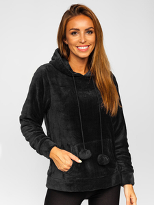 Sudadera polar con capucha para mujer color negro Bolf HH033