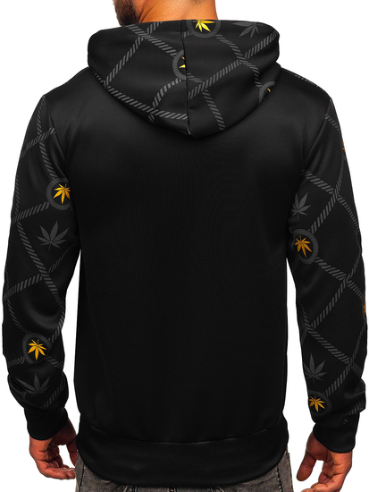 Sudadera con capucha con impresión para hombre negro Bolf HM630