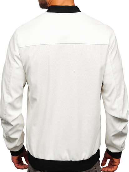 Chaqueta de cuero para hombre blanco Bolf 7110
