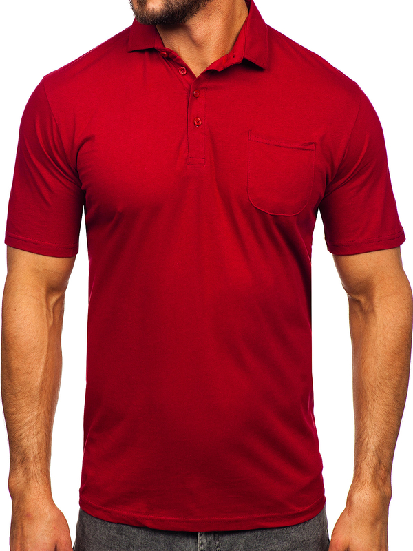 Camiseta algodón de manga corta polo para hombre burdeos Bolf 143006