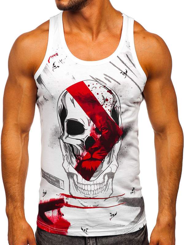 Camiseta de tirantes anchos con impresión blanco Bolf 14847