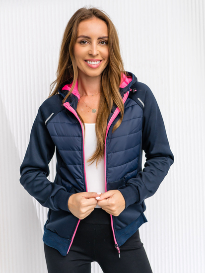 Sudadera/chaqueta azul marino con capucha para mujer Bolf KSW4009A1