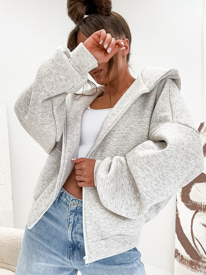 Sudadera con capucha y cuello de mariposa para mujer jaspeada Bolf 821112