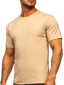 Camiseta de algodón beige lisa para hombre Bolf 192397