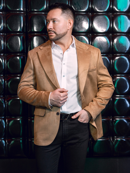 Americana de hombre de terciopelo color camel Bolf 24410