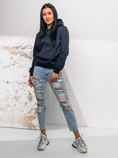 Sudadera estilo canguro para mujer Azul oscuro Bolf W02A1